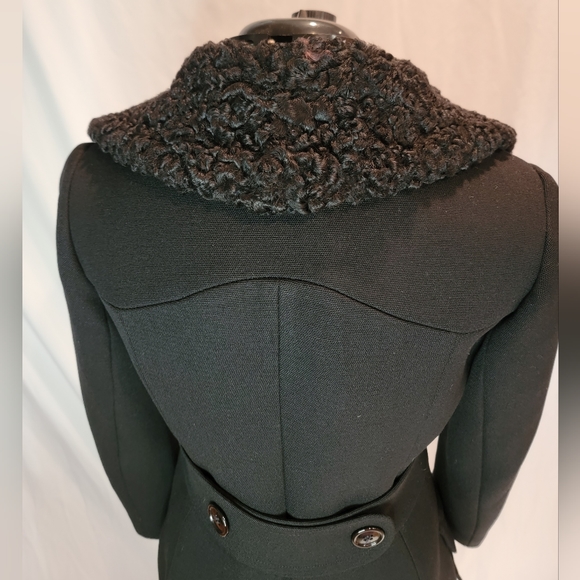 Vintage Union Made Penny Lane Princess Coat black wool and Astrakhan Collar - Picture 6 of 13